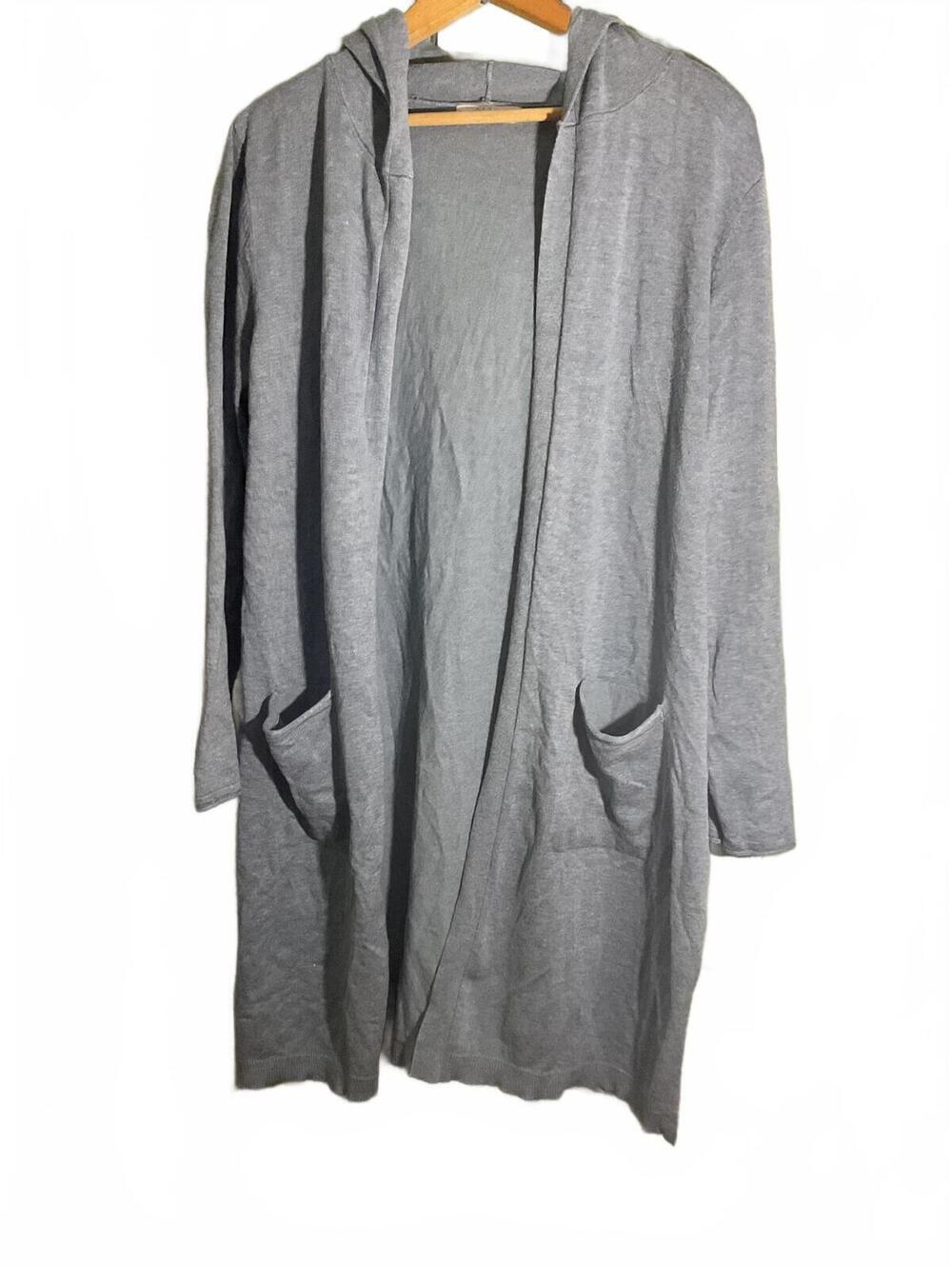 Peyton Primrose Light Blue Summer Hooded Open Front Cardigan with Pockets L